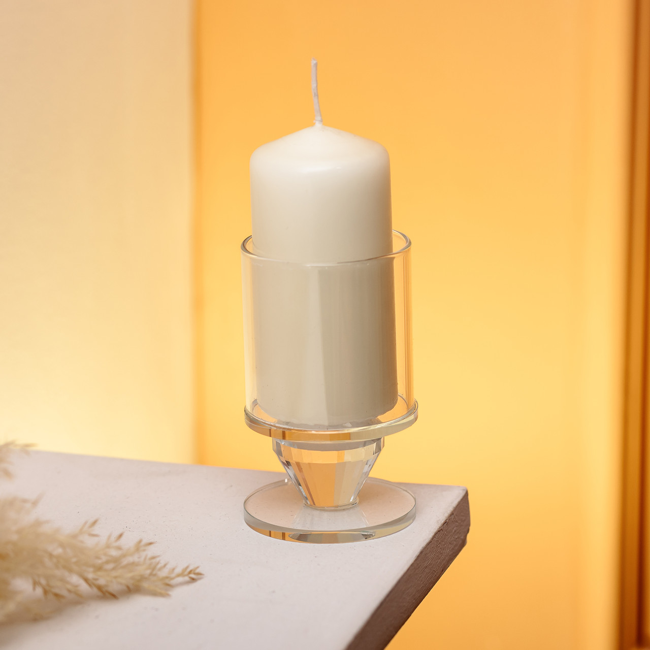 Підсвічник скляний 6×9.3 см на одну свічку підсвічник келих на ніжці декоративний прозорий