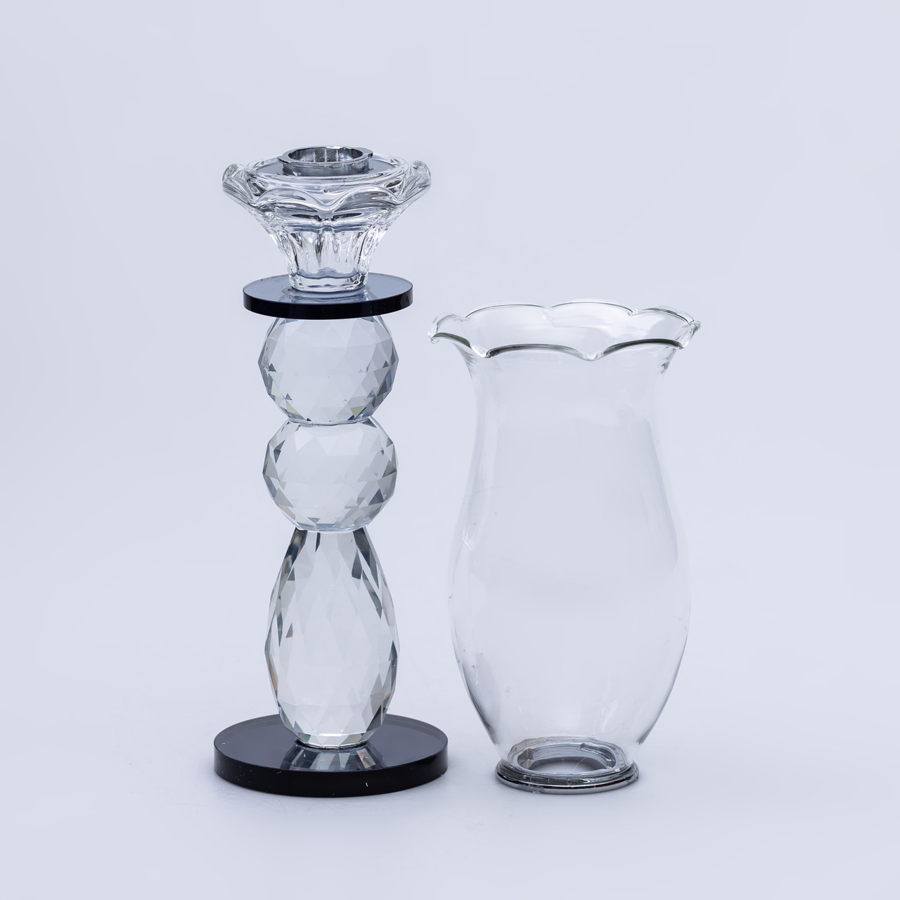 Підсвічник скляний 7×32 см підсвічник декоративний келих на ніжці