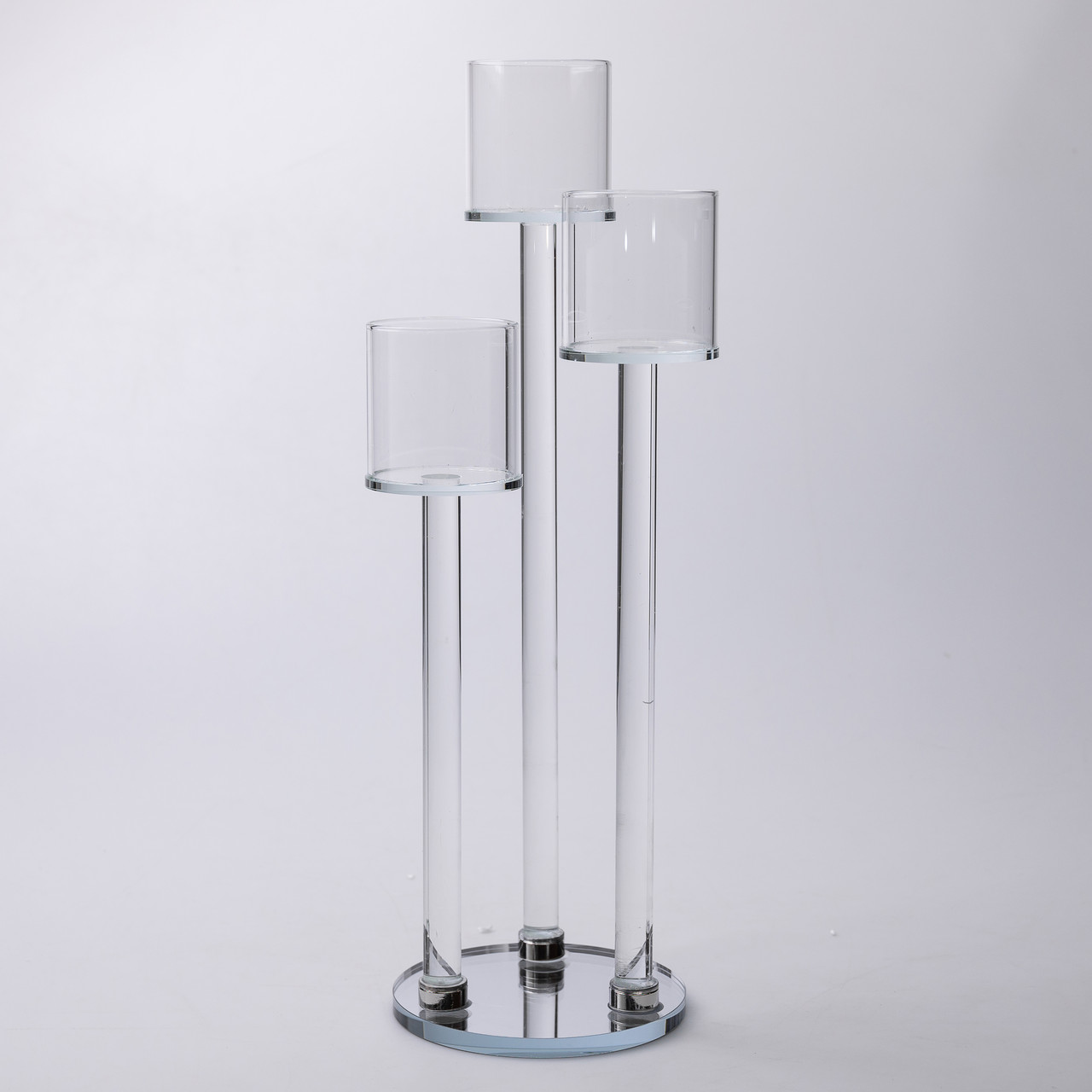 Підсвічник скляний на 3 свічки 12×37.5 см підсвічник декоративний прозорий на ніжці