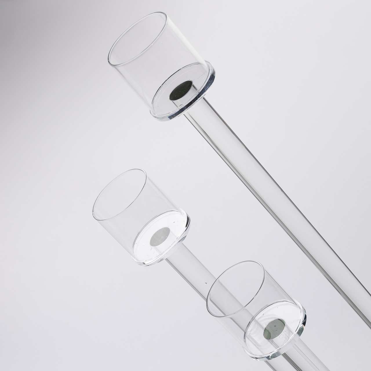 Підсвічник скляний на 3 свічки 16×57 см підсвічник декоративний прозорий на ніжці