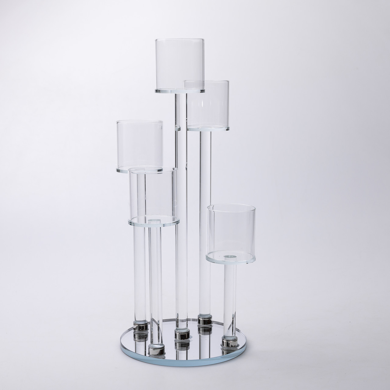 Підсвічник скляний на 5 свічок 16×38 см підсвічник декоративний прозорий на ніжці