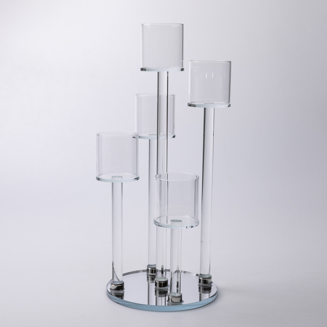 Підсвічник скляний на 5 свічок 16×38 см підсвічник декоративний прозорий на ніжці