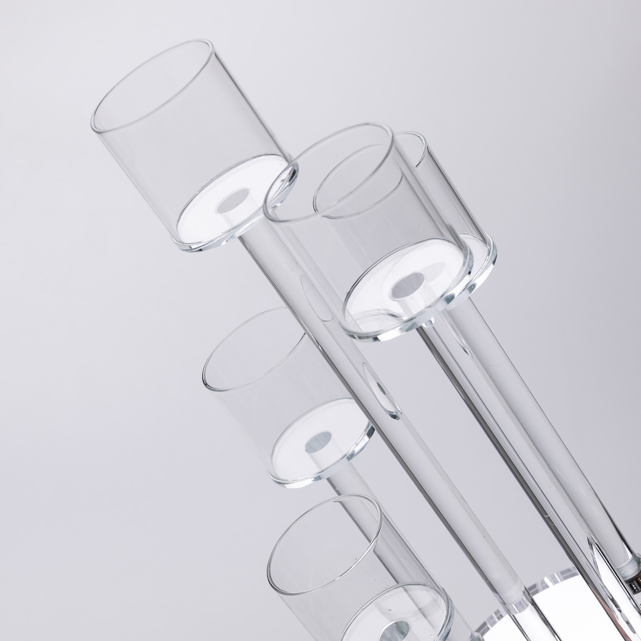 Підсвічник скляний на 5 свічок 16×38 см підсвічник декоративний прозорий на ніжці