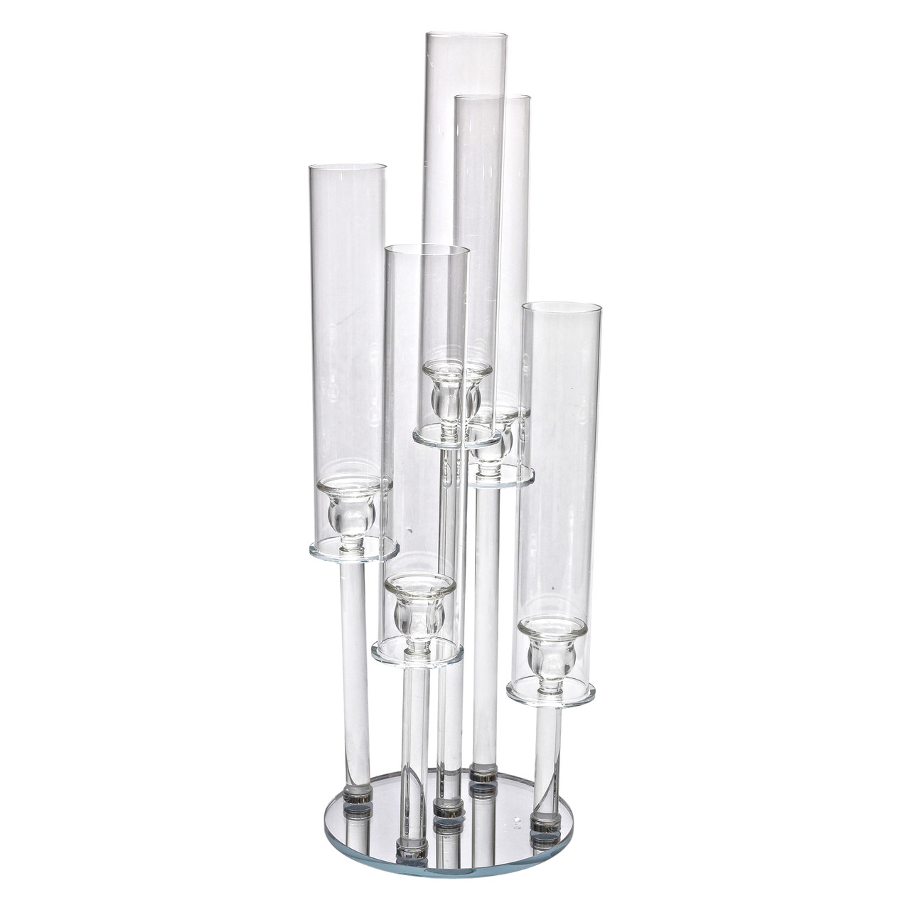 Підсвічник скляний на 5 свічок 20×72.5 см підсвічник декоративний прозорий на ніжці