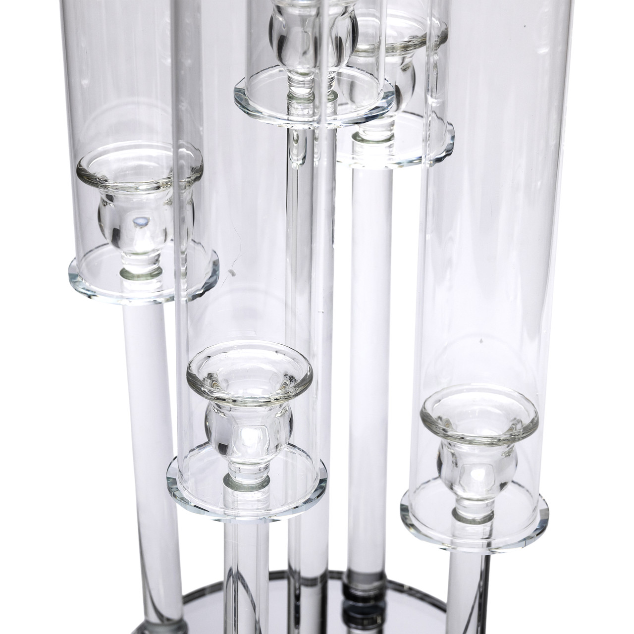 Підсвічник скляний на 5 свічок 20×72.5 см підсвічник декоративний прозорий на ніжці