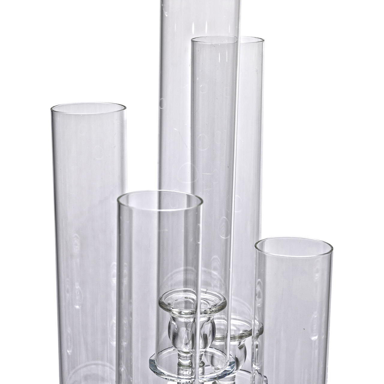 Підсвічник скляний на 5 свічок 20×72.5 см підсвічник декоративний прозорий на ніжці