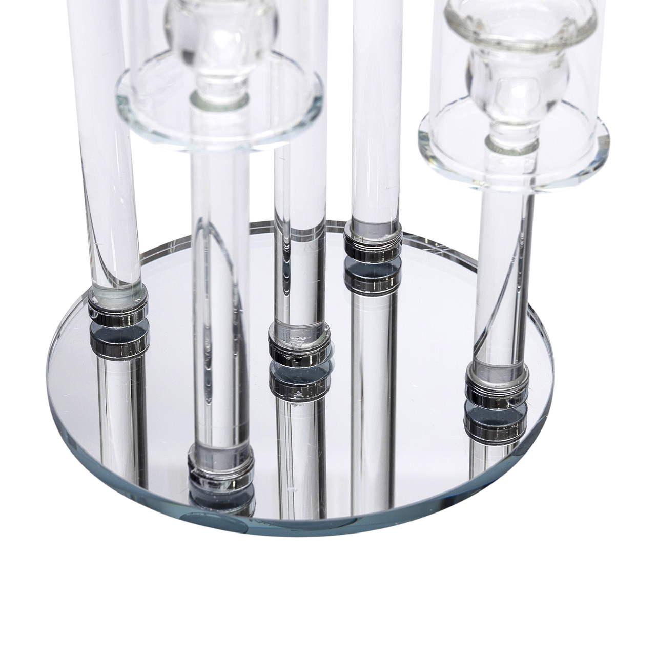 Підсвічник скляний на 5 свічок 20×72.5 см підсвічник декоративний прозорий на ніжці