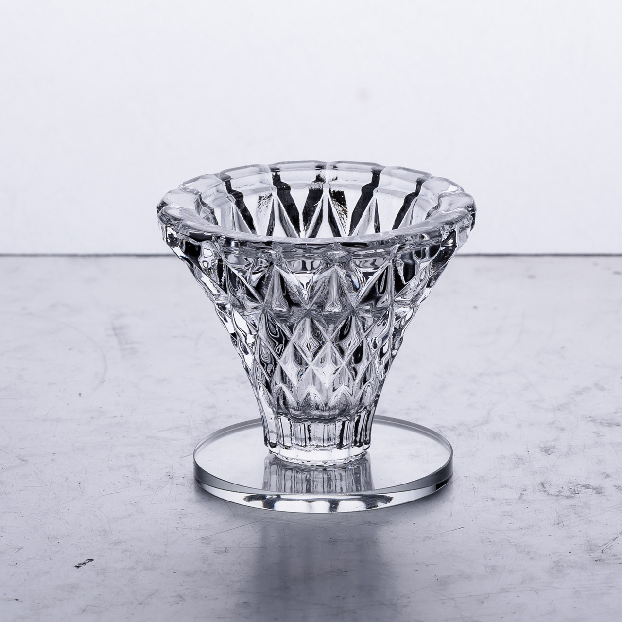 Підсвічник скляний на ніжці 5×5.5 см декоративний прозорий підсвічник на стіл