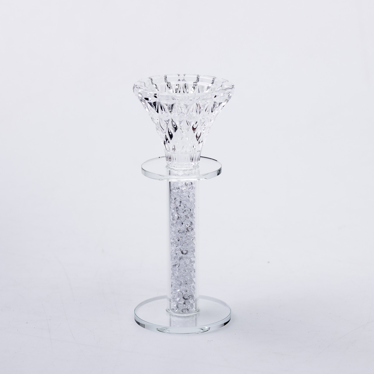 Підсвічник скляний на ніжці 6×15 см декоративний прозорий підсвічник на стіл