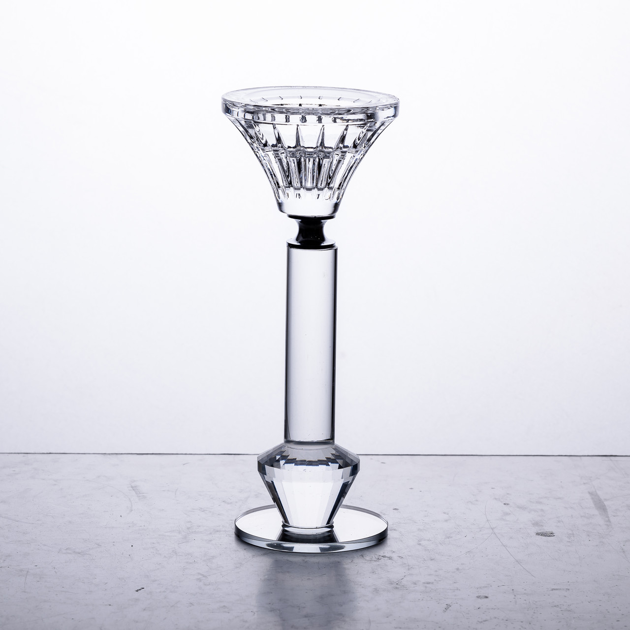 Підсвічник скляний на ніжці  6×17.3 см прозорий декоративний підсвічник на стіл