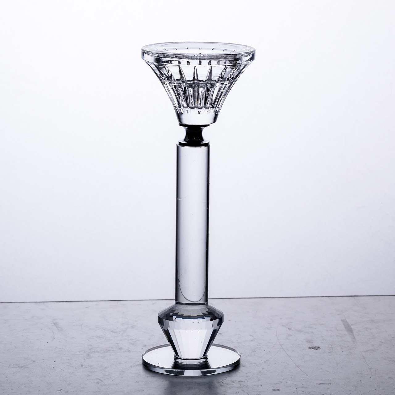 Підсвічник скляний на ніжці  6×19.5 см прозорий декоративний підсвічник на стіл