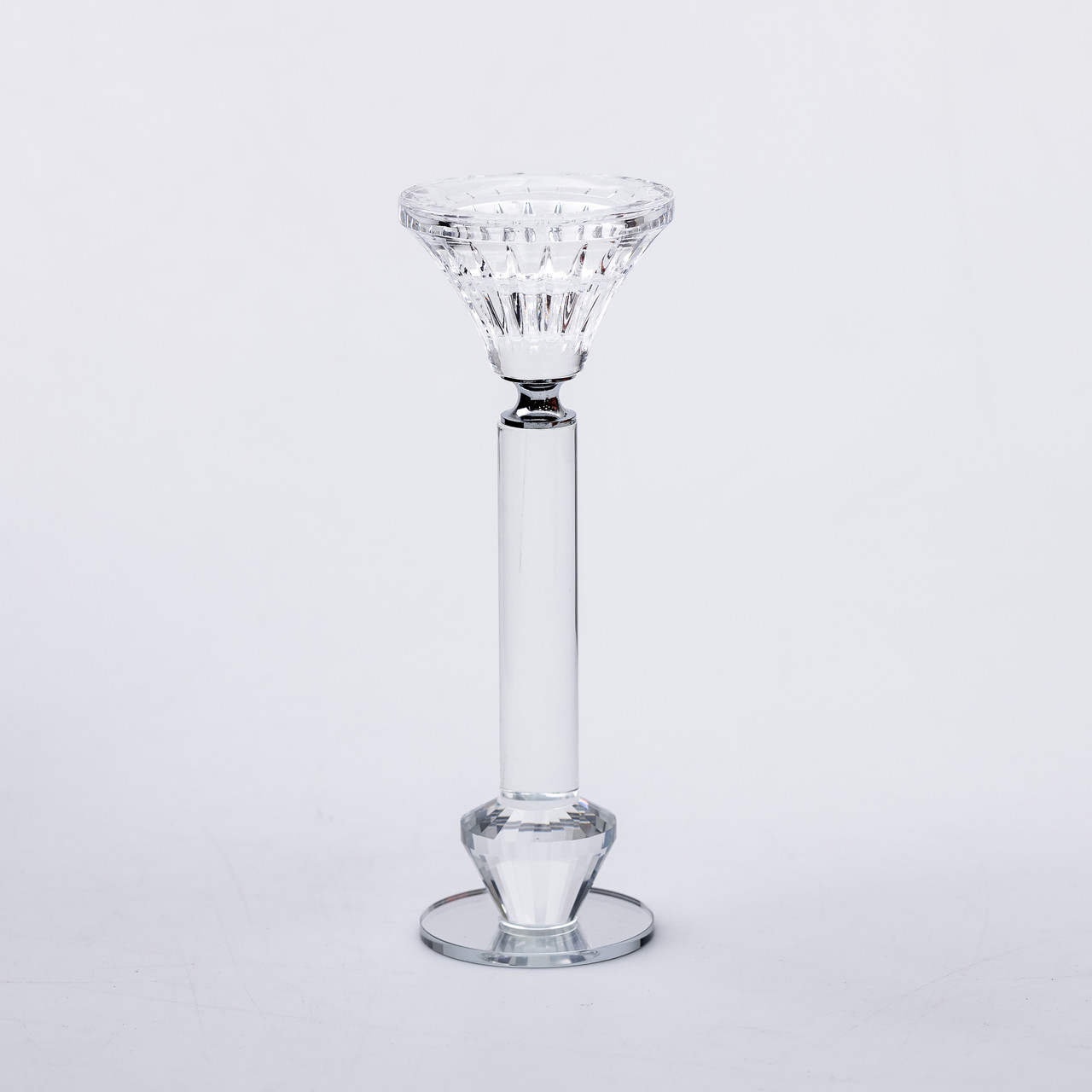 Підсвічник скляний на ніжці  6×19.5 см прозорий декоративний підсвічник на стіл
