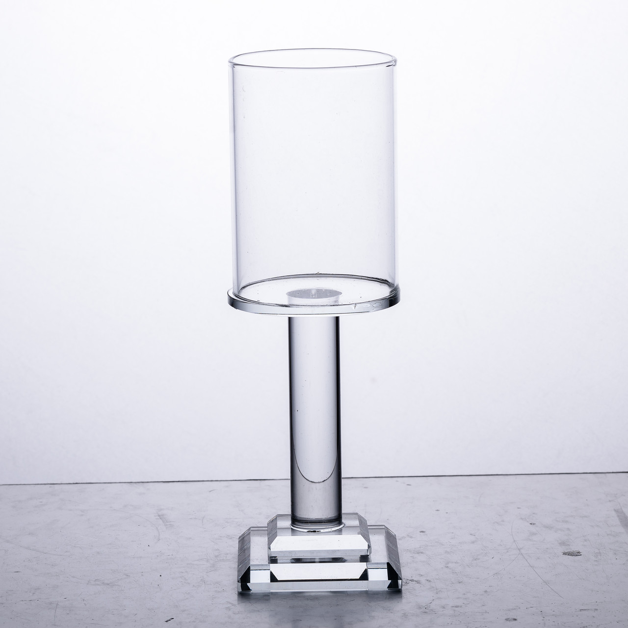 Підсвічник скляний на ніжці 6.5×20 см підсвічник келих декоративний прозорий