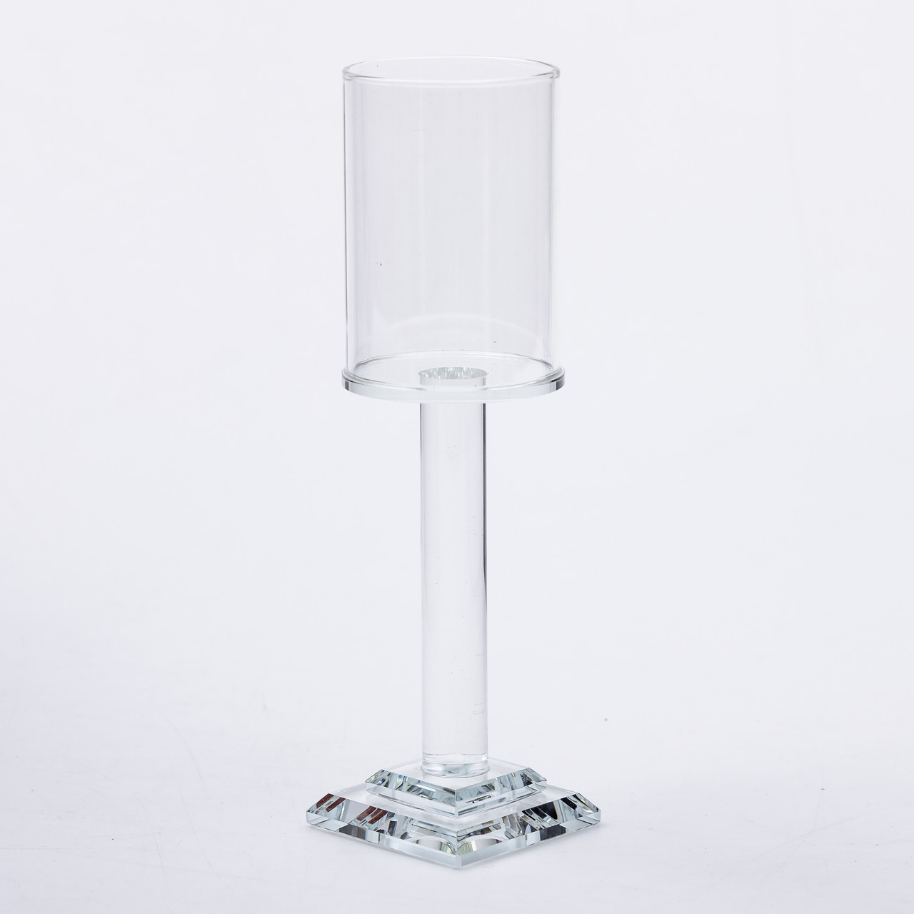 Підсвічник скляний на ніжці 6.5×23 см підсвічник келих декоративний прозорий