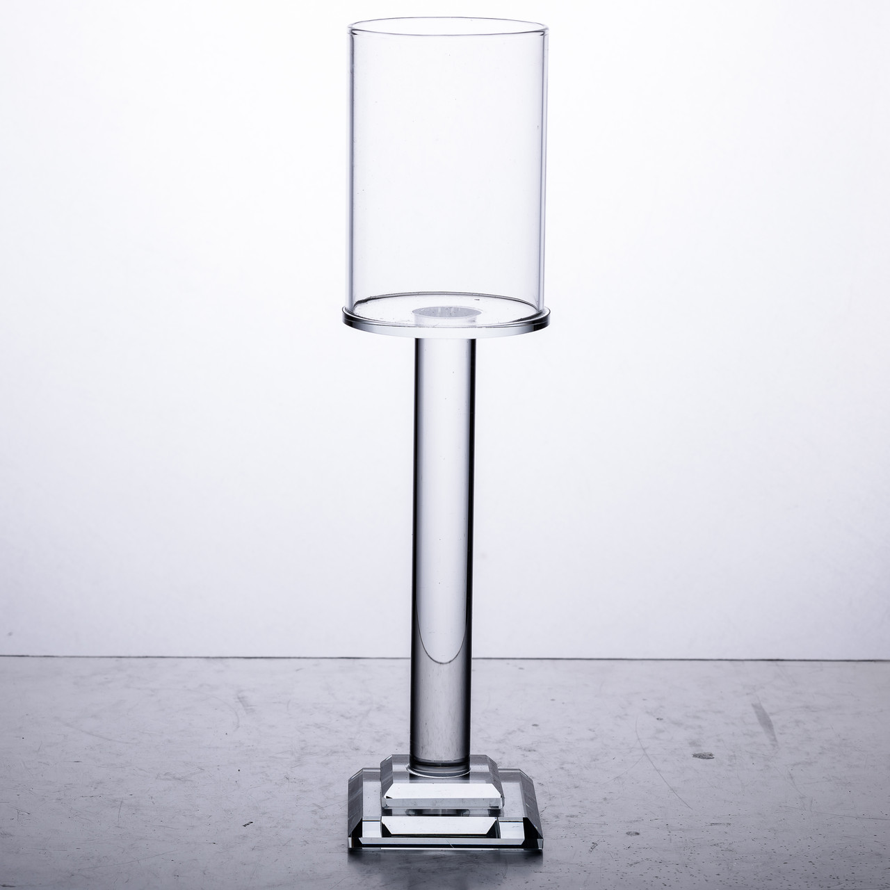 Підсвічник скляний на ніжці 6.5×26 см підсвічник келих декоративний прозорий