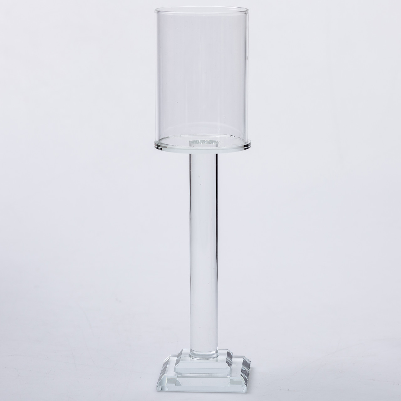 Підсвічник скляний на ніжці 6.5×26 см підсвічник келих декоративний прозорий