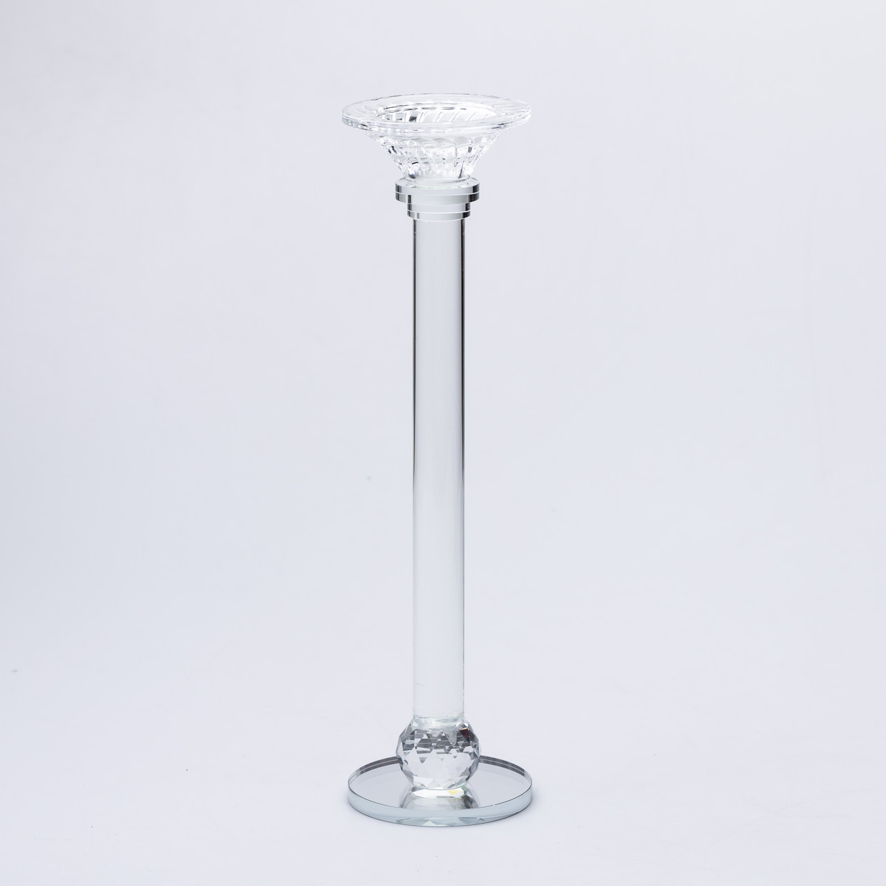 Підсвічник скляний на тонкій ніжці 9×34 см прозорий декоративний підсвічник на стіл
