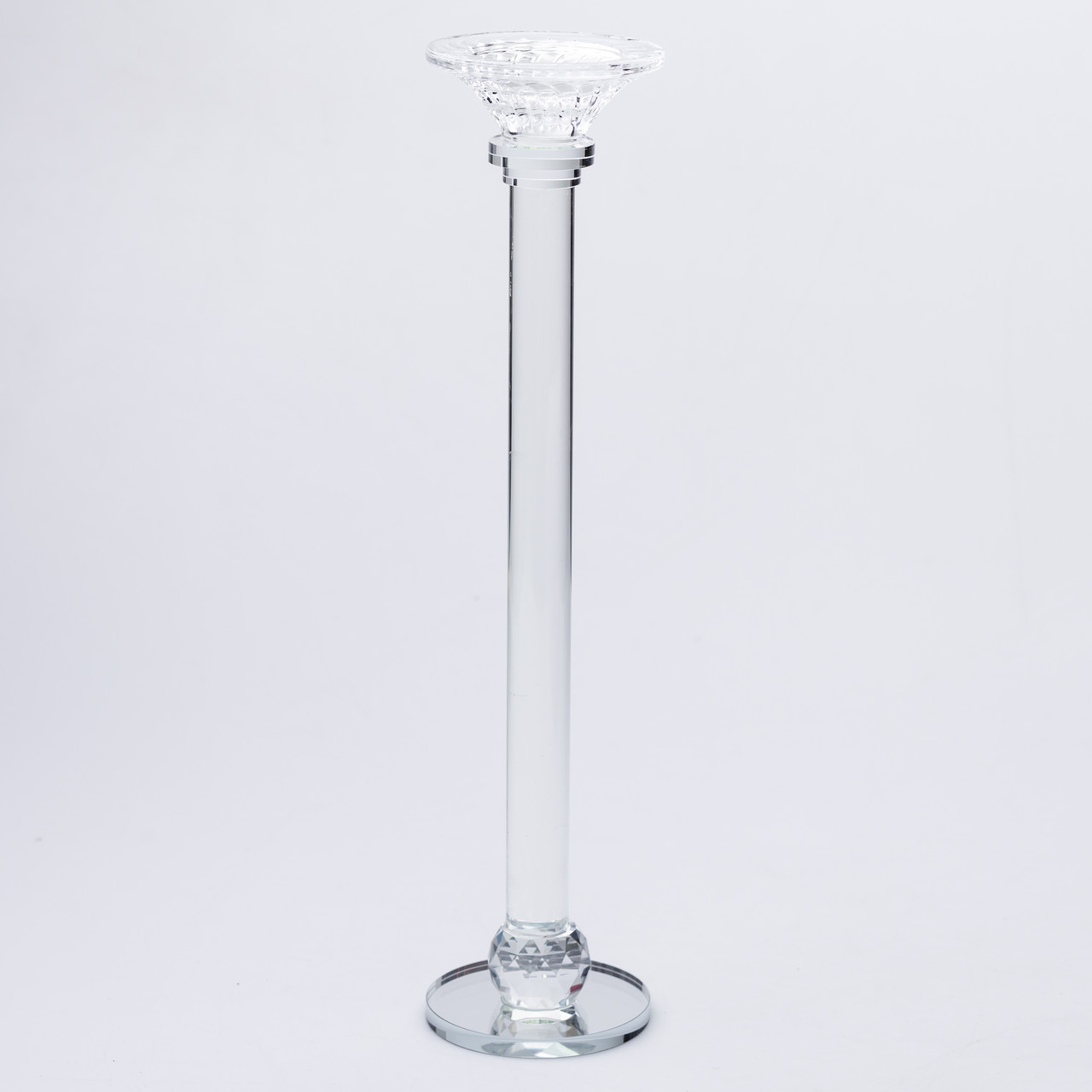 Підсвічник скляний на тонкій ніжці 9×39 см прозорий декоративний підсвічник на стіл