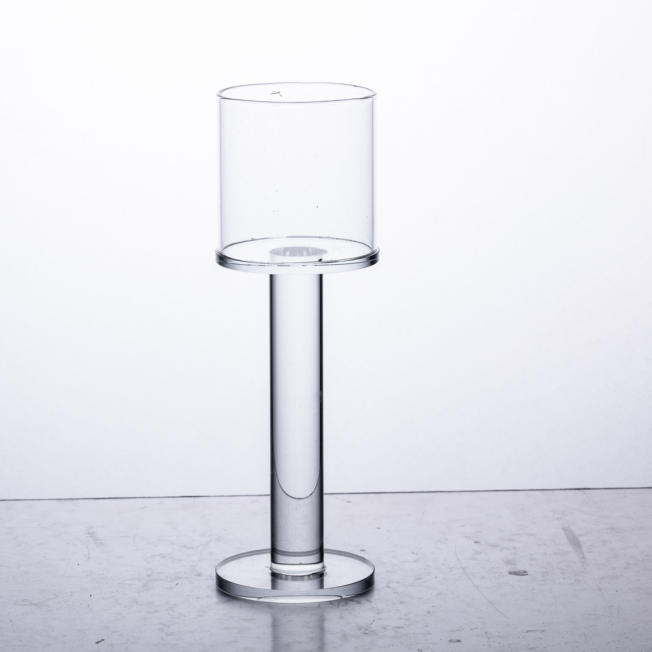 Підсвічник скляний на високій ніжці 6×18.5 см підсвічник келих декоративний прозорий