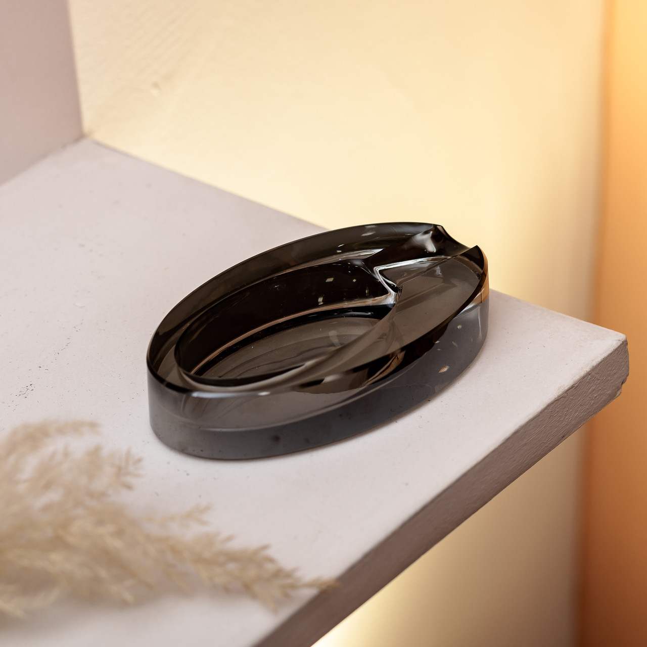 Скляна попільничка для сигарет 13х7.5х2.5 см попільничка декоративна настільна Сіра