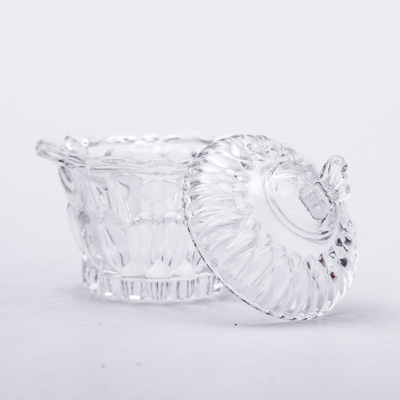 Цукерниця скляна Ø9 см цукерниця кругла з кришкою прозора