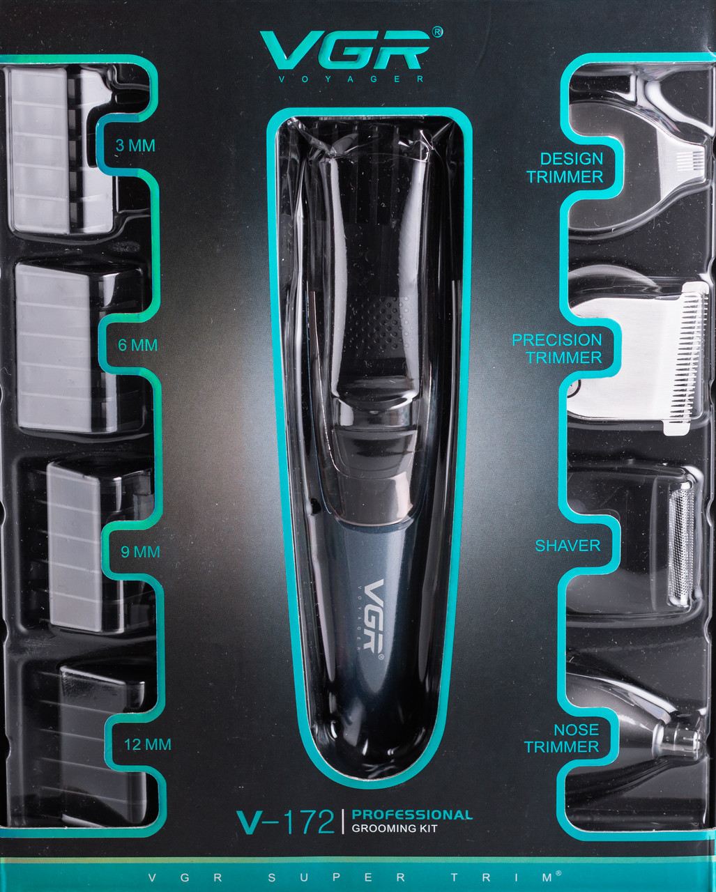 Машинка тример для стрижки 4в1 з насадками Синій VGR V-172