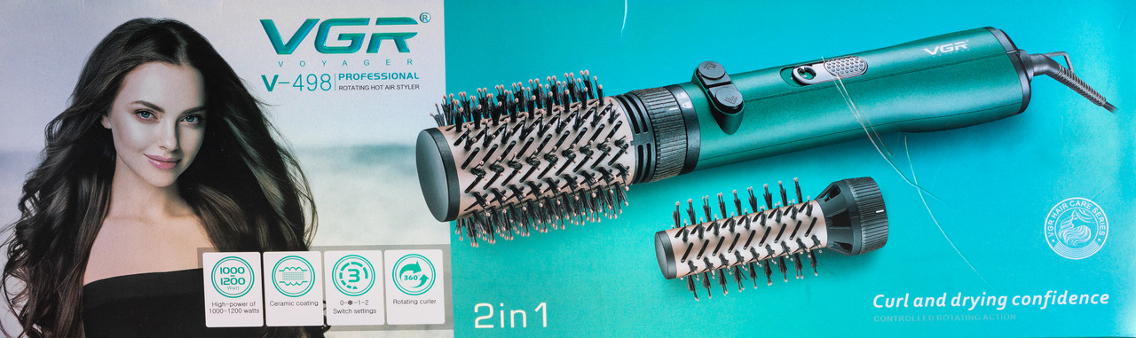 Фен-щітка з насадками, що обертаються, і керамічним покриттям VGR V-498