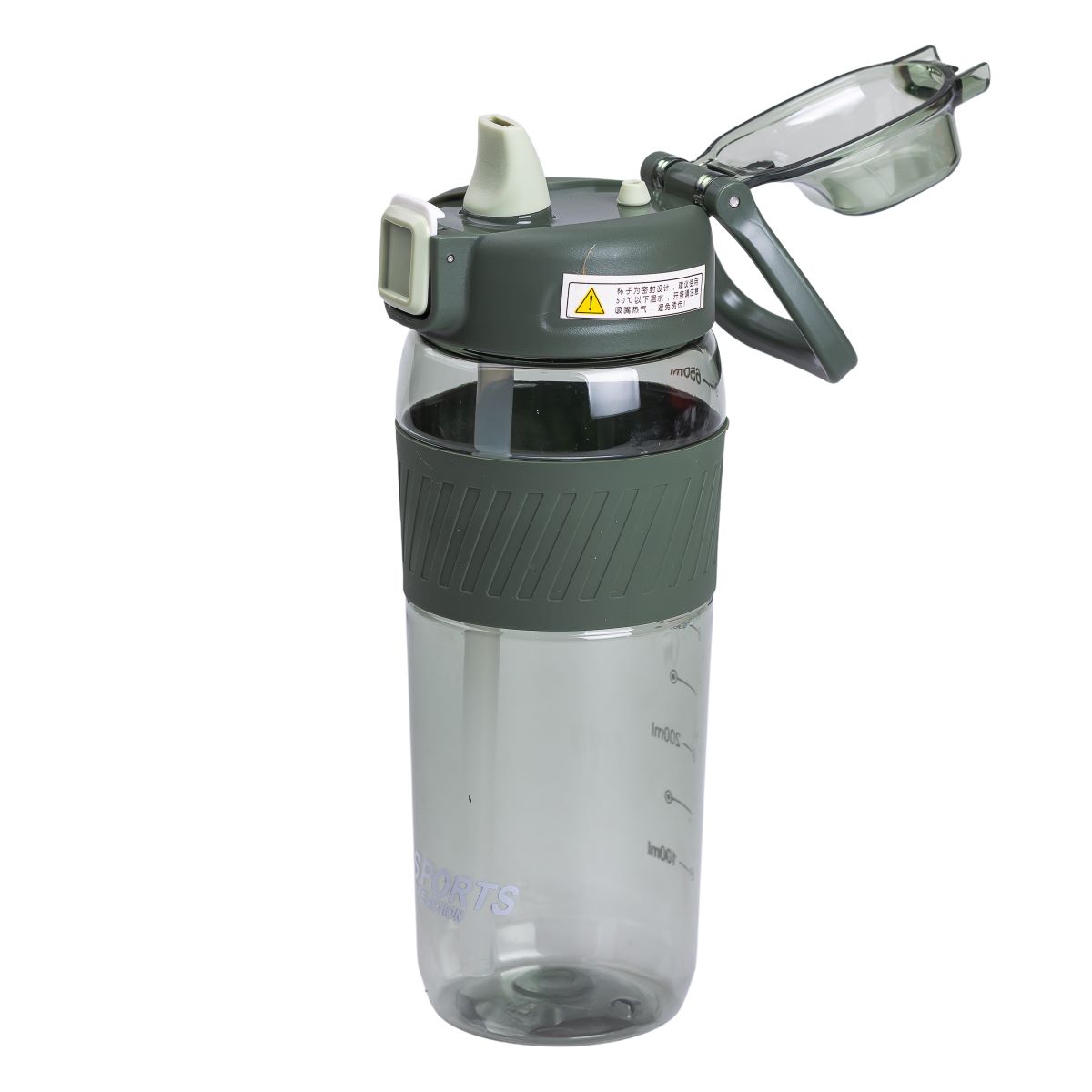 Пляшка для води 600 мл пляшка в школу для тренувань із трубочкою та ручкою 22 см Зелена HP-14-42GR