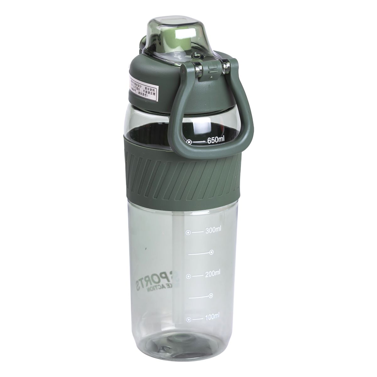 Пляшка для води 600 мл пляшка в школу для тренувань із трубочкою та ручкою 22 см Зелена HP-14-42GR