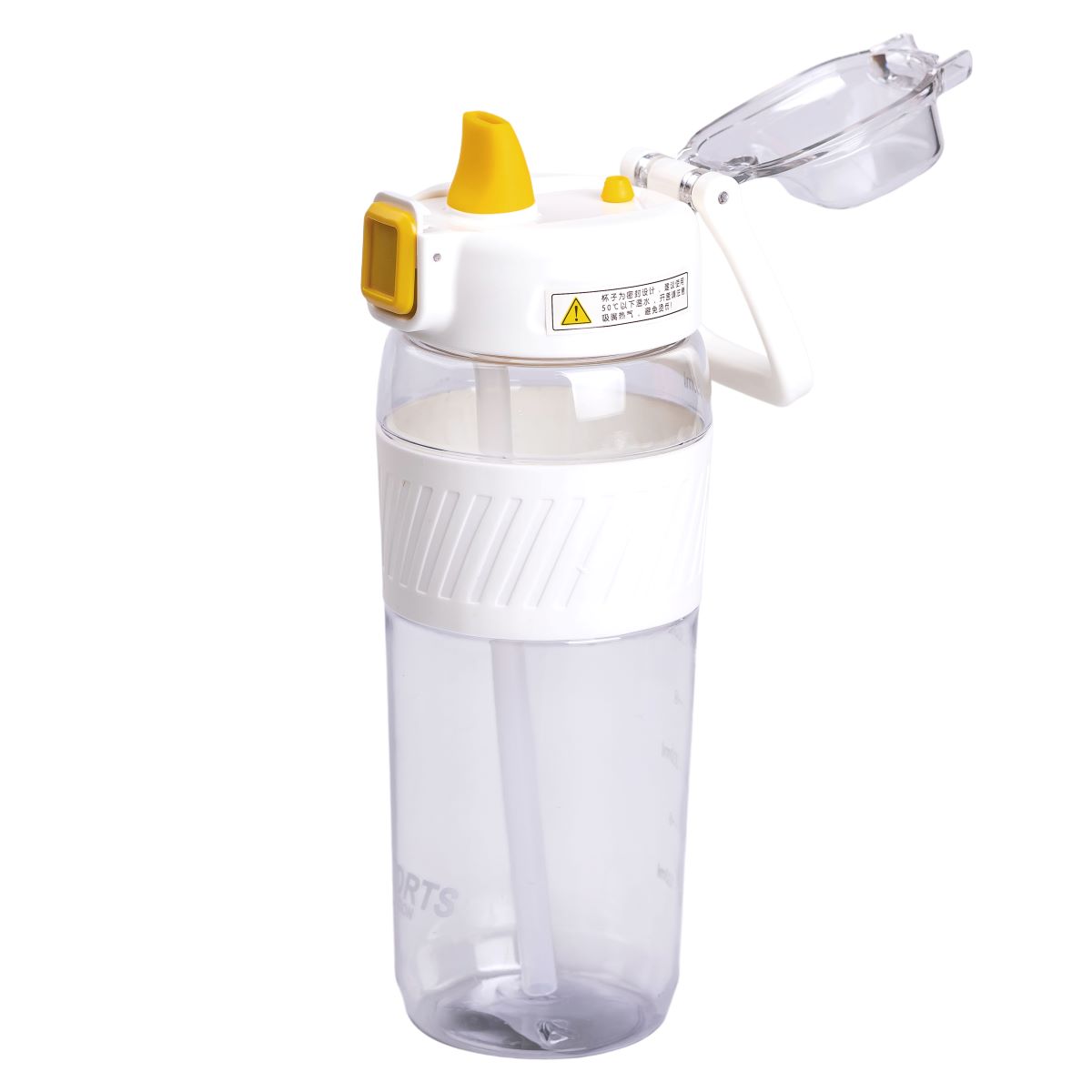 Пляшка для води 600 мл пляшка в школу для тренувань із трубочкою та ручкою 22 см Біла HP-14-42W