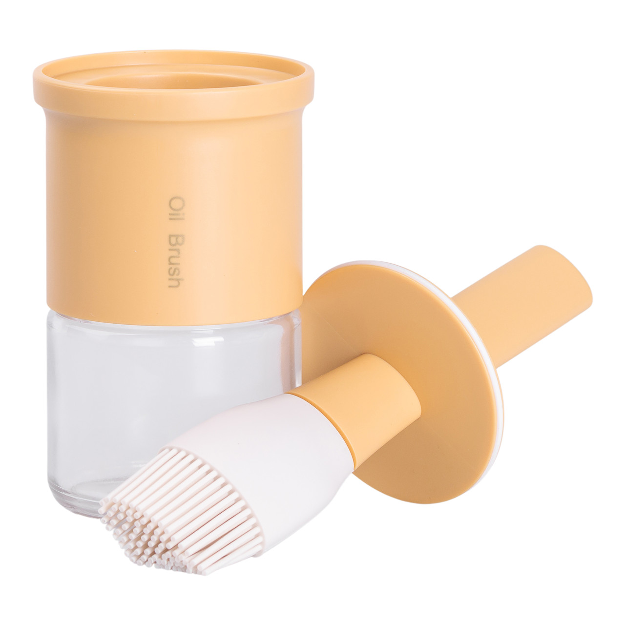 Баночка для олії з пензликом 300 мл диспенсер з пензликом для оливкової, соняшникової олії Жовтий HP-34-11Y