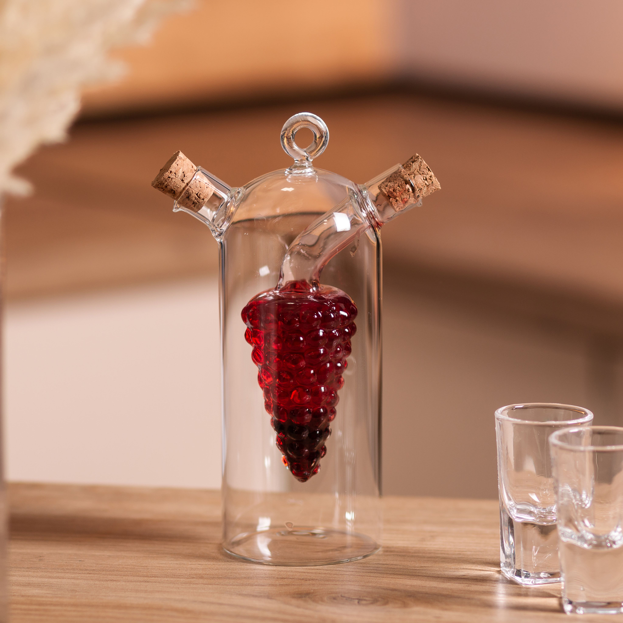 Пляшка для олії та оцту 2 в 1 подвійна пляшка для оливкової олії та оцту 380 мл скло HP-34-12