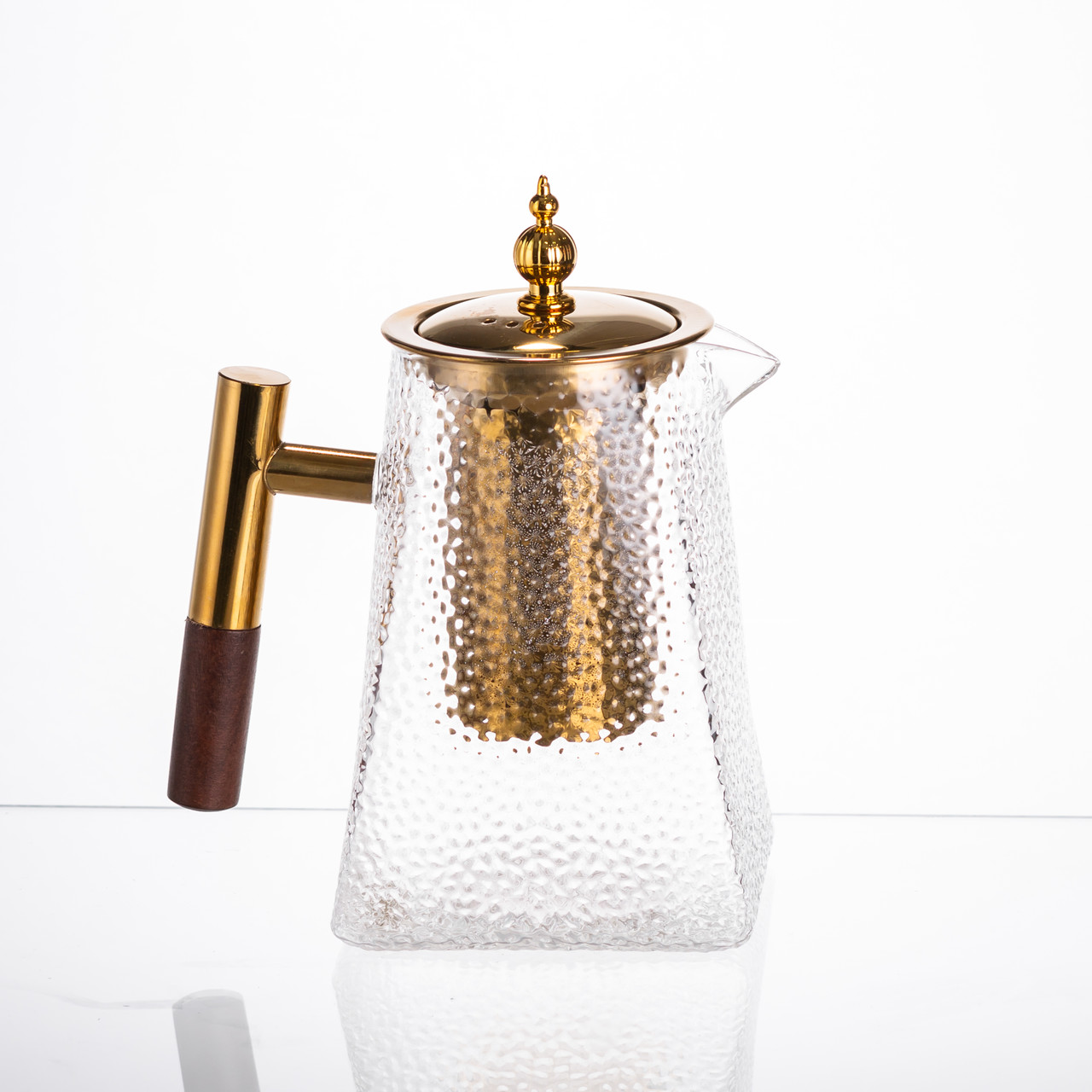 Чайник для заварювання скляний для чаю 1 л з металевою ручкою прозорий HP-34-36