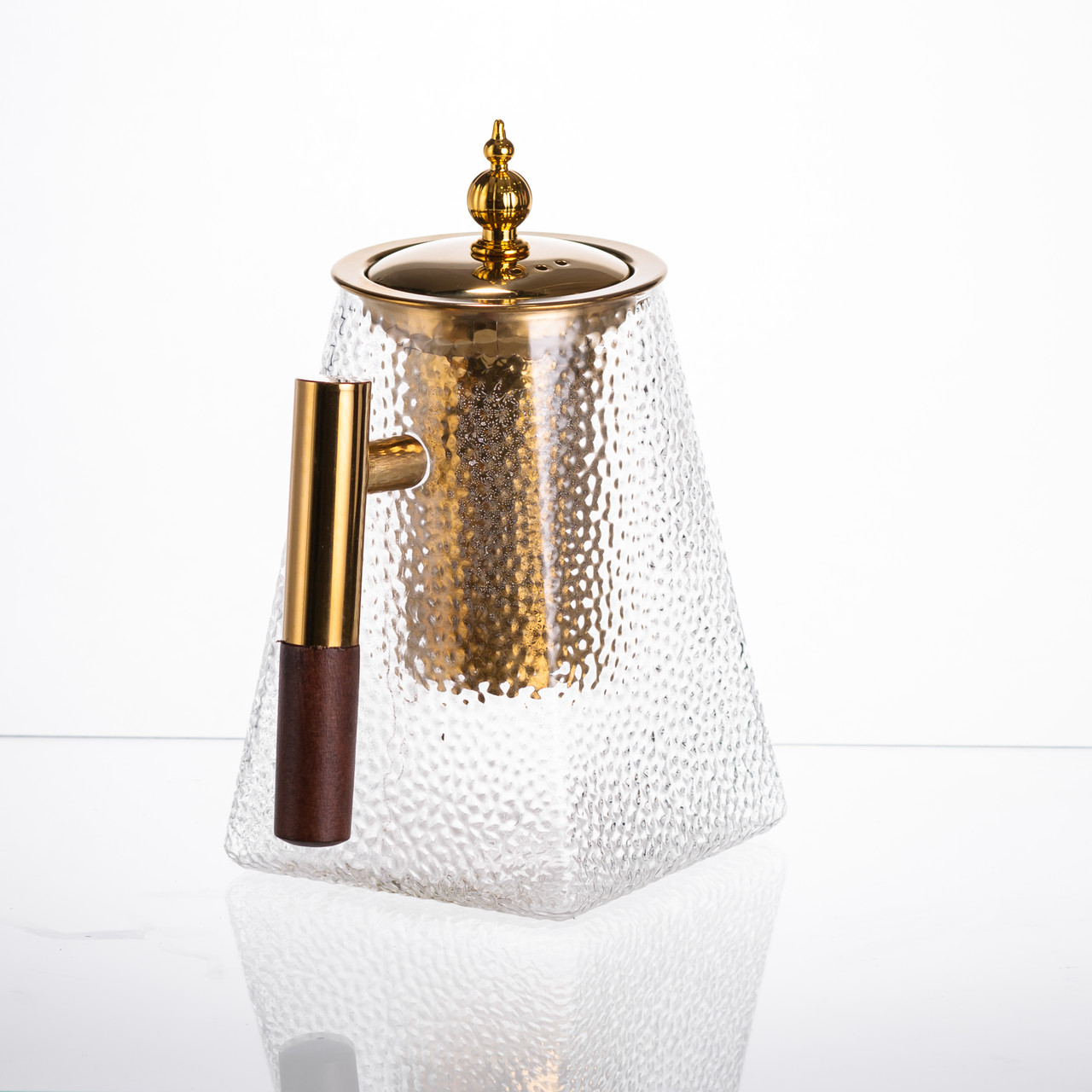 Чайник для заварювання скляний для чаю 1 л з металевою ручкою прозорий HP-34-36