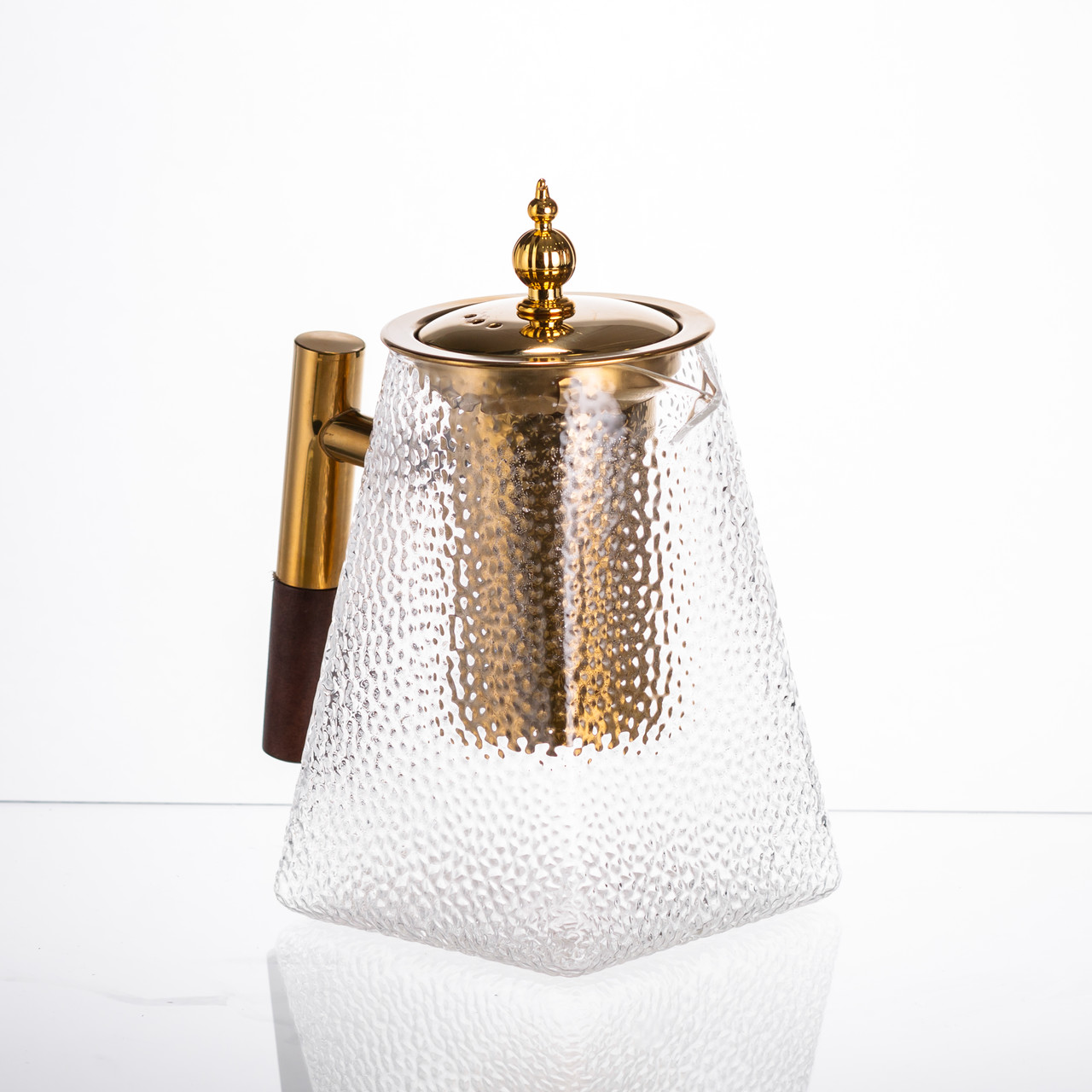 Чайник для заварювання скляний для чаю 1 л з металевою ручкою прозорий HP-34-36