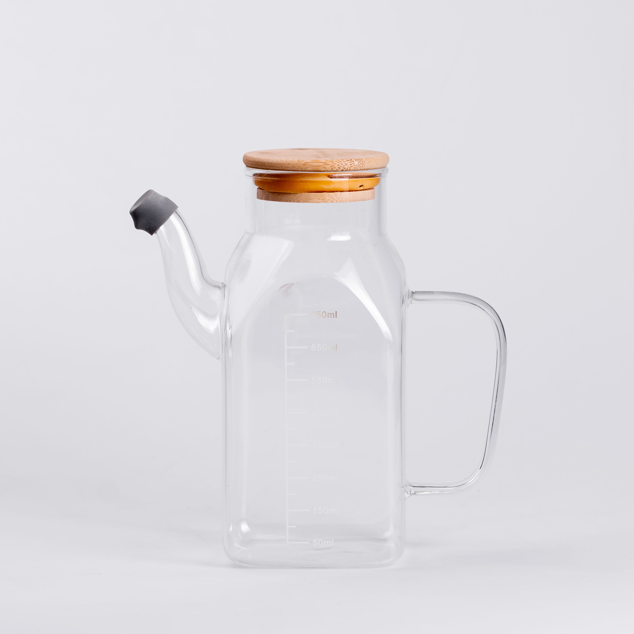 Ємність для олії та оцту з бамбуковою кришкою 750 мл скляний чайник для оливкової, соняшникової олії HP-34-1