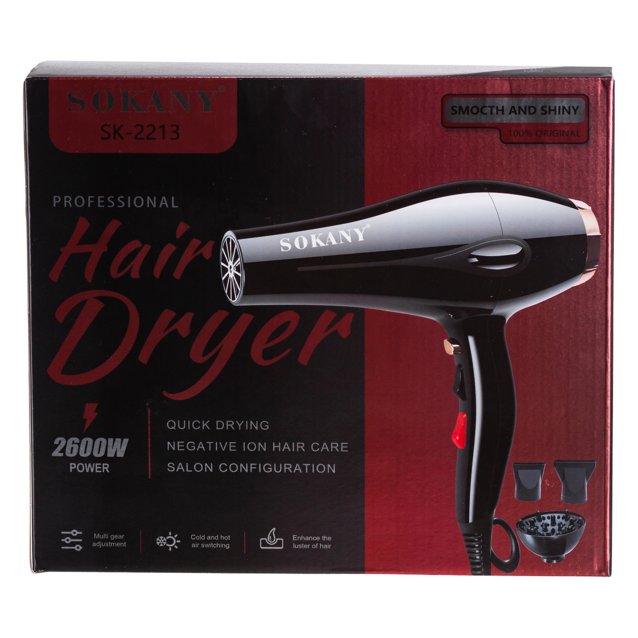 Фен для волосся Sokany SK-2213 з дифузором та концентратором 2600 Вт