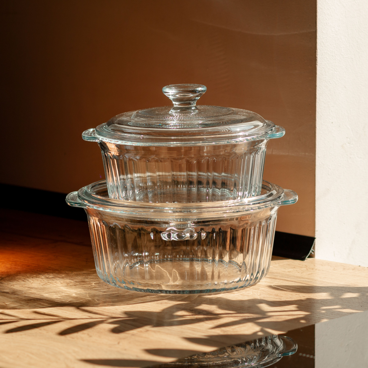 Форми для запікання набір 2 шт скляні з кришками круглі HP-34-26