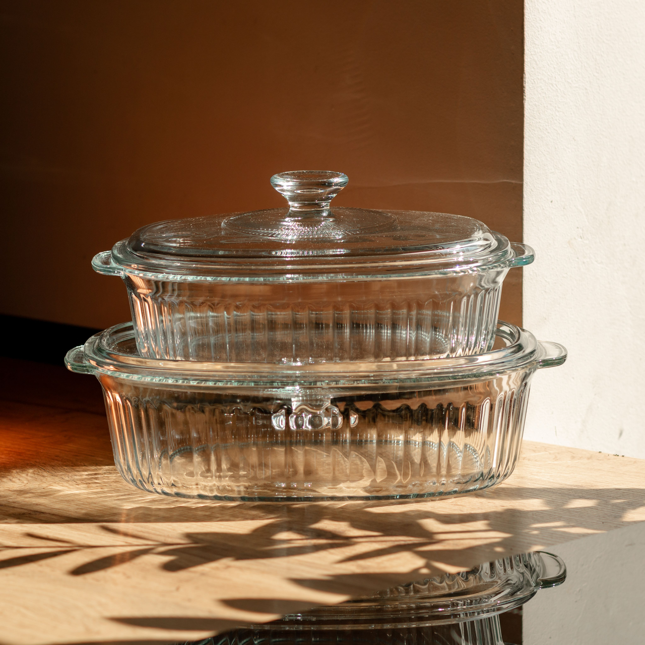 Форми для запікання набір 2 шт скляні з кришками овальні HP-34-27