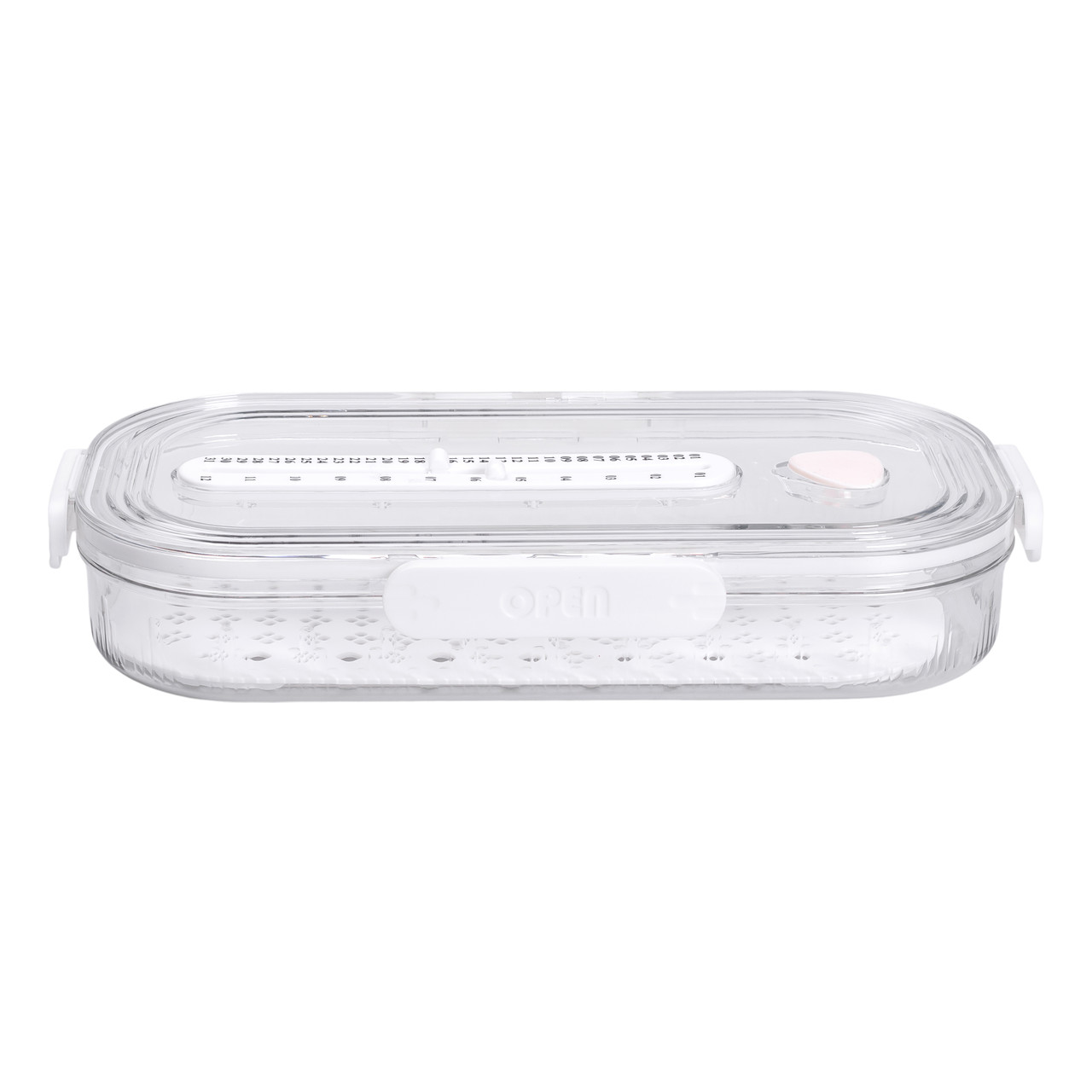 Контейнер для їжі пластиковий 32.5х17.5х6 см харчовий контейнер з індикатором дати 1 л Білий HP-27-7