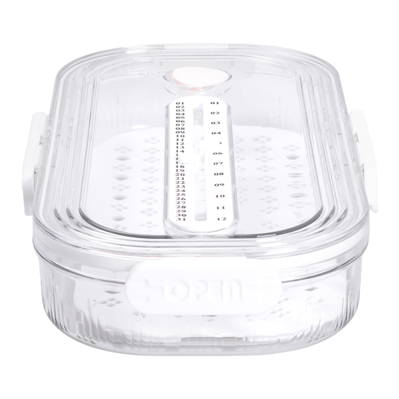 Контейнер для їжі пластиковий 32.5х17.5х6 см харчовий контейнер з індикатором дати 1 л Білий HP-27-7