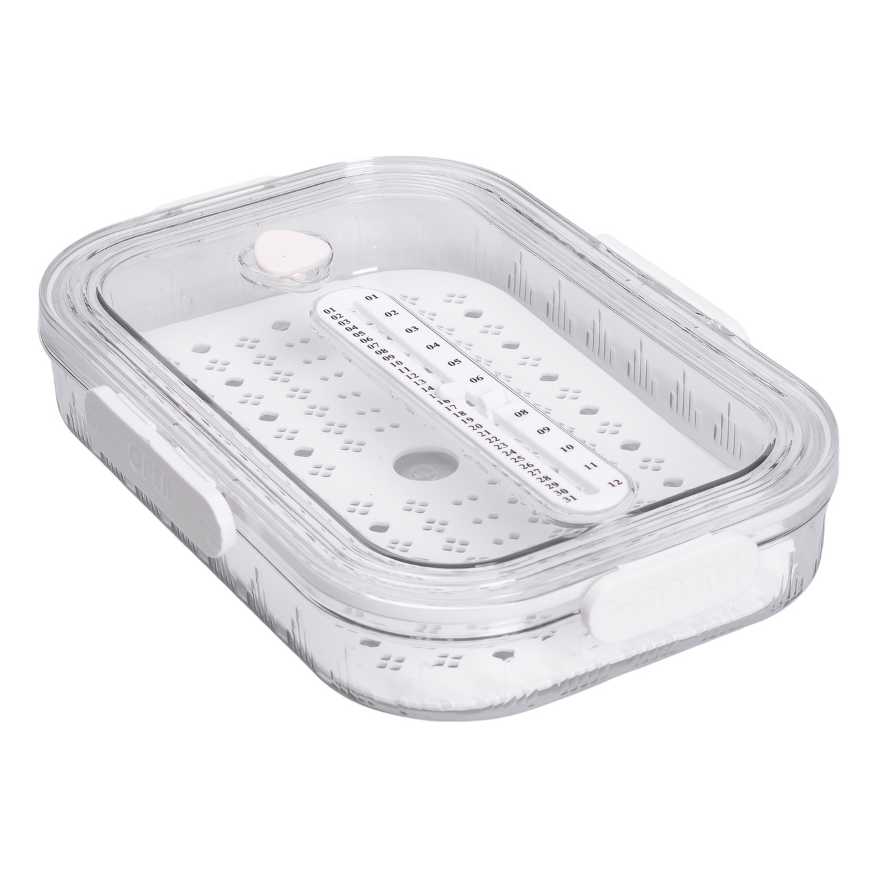 Контейнер для їжі пластиковий 32.5х22.5х6 см з індикатором дати та регулюванням вологості харчовий контейнер Білий HP-27-6