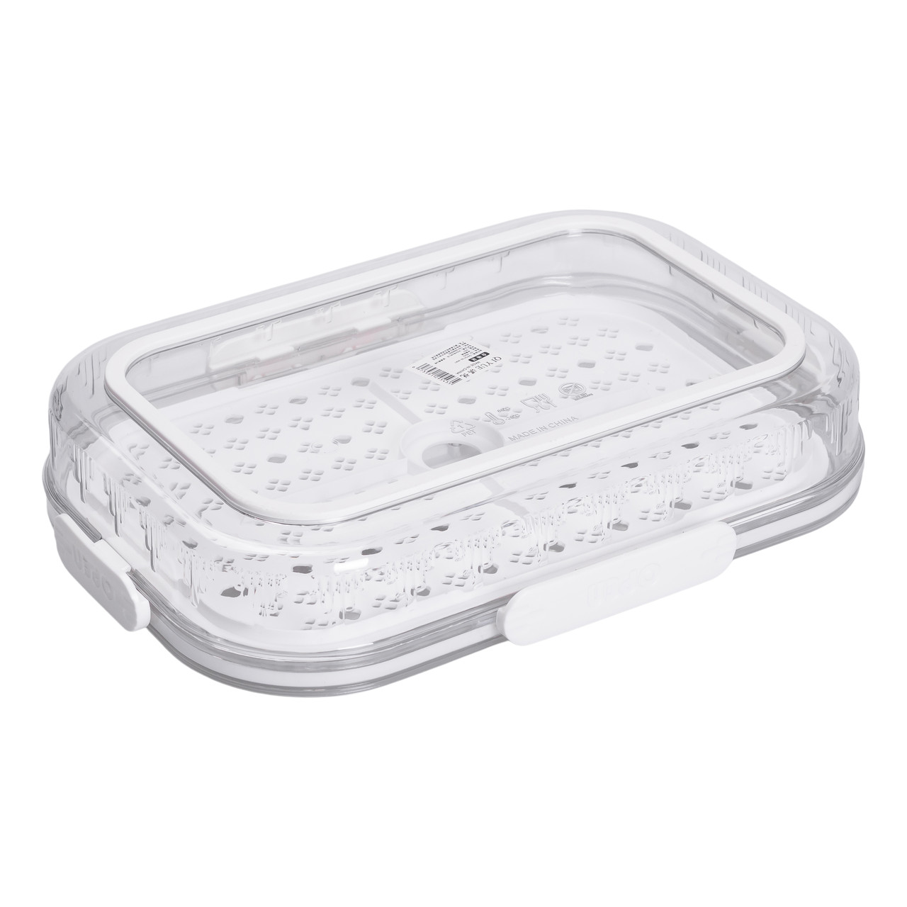 Контейнер для їжі пластиковий 32.5х22.5х6 см з індикатором дати та регулюванням вологості харчовий контейнер Білий HP-27-6