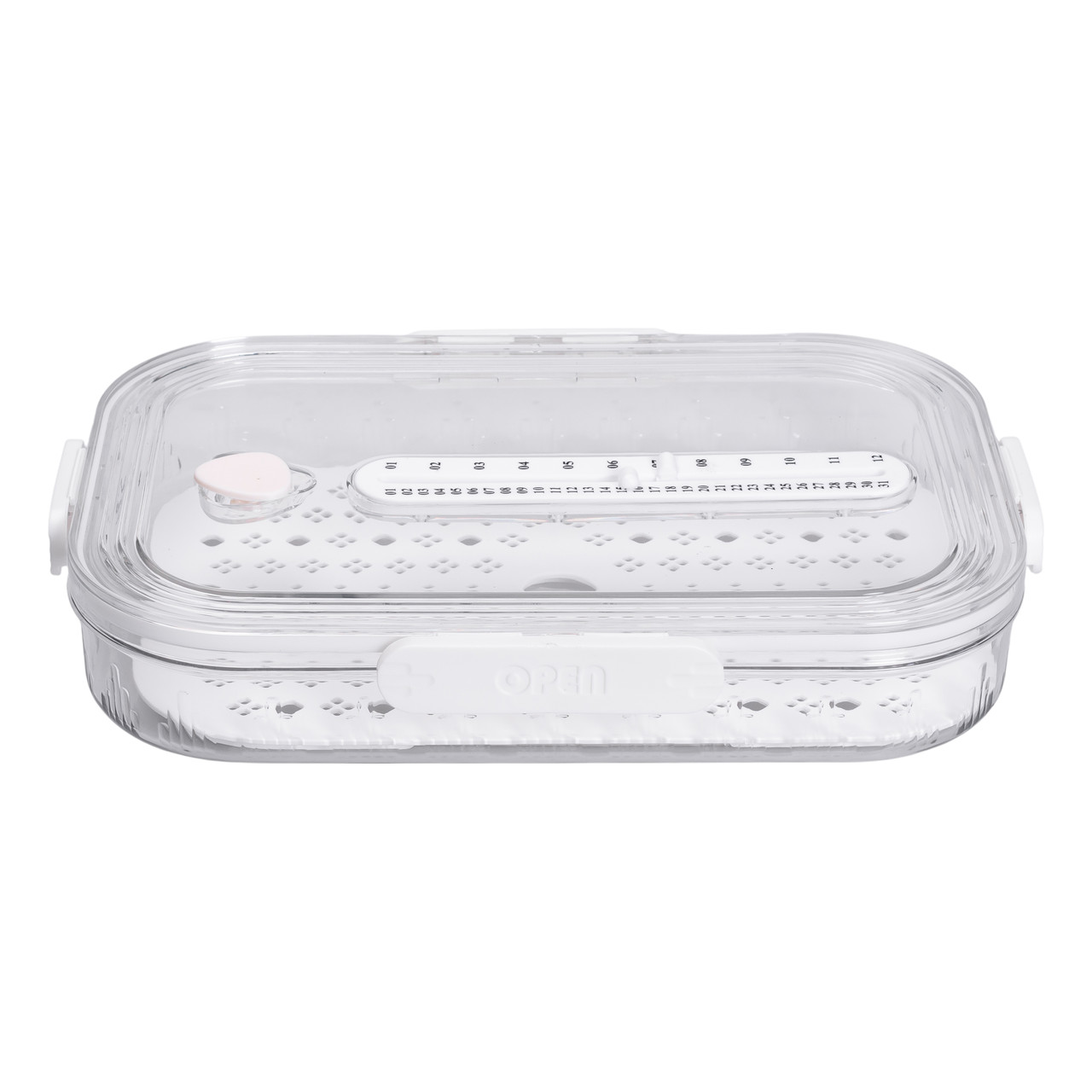 Контейнер для їжі пластиковий 32.5х22.5х6 см з індикатором дати та регулюванням вологості харчовий контейнер Білий HP-27-6