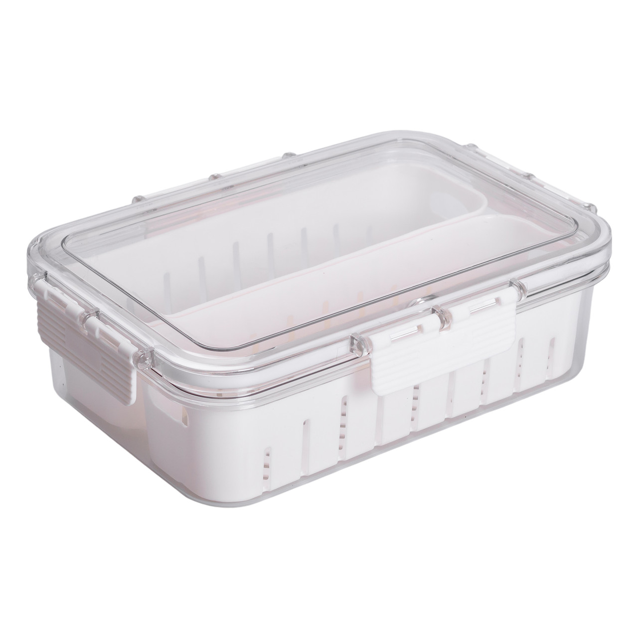 Контейнер для їжі з 2 відсіками 23.5х17х7 см судок для їжі пластиковий 1.4 л Білий HP-27-11