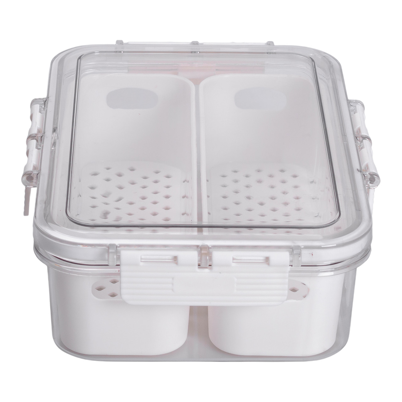 Контейнер для їжі з 2 відсіками 23.5х17х7 см судок для їжі пластиковий 1.4 л Білий HP-27-11