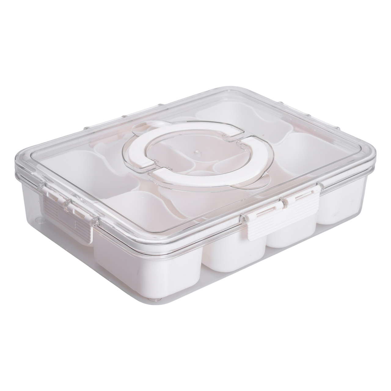 Контейнер для їжі з 8 відсіками 31х24х7 см судок для їжі пластиковий 2.5 л Білий HP-27-3