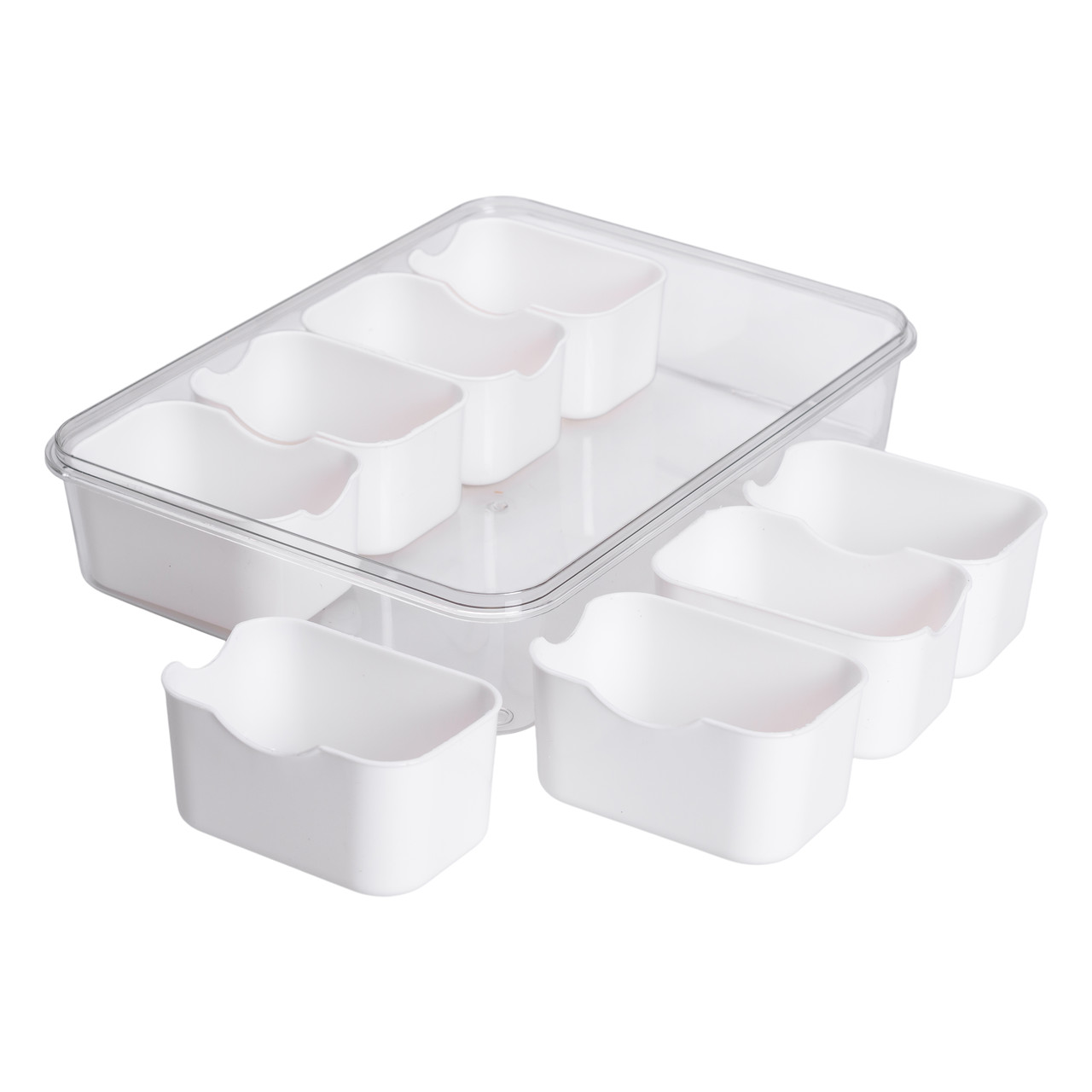Контейнер для їжі з 8 відсіками 31х24х7 см судок для їжі пластиковий 2.5 л Білий HP-27-3