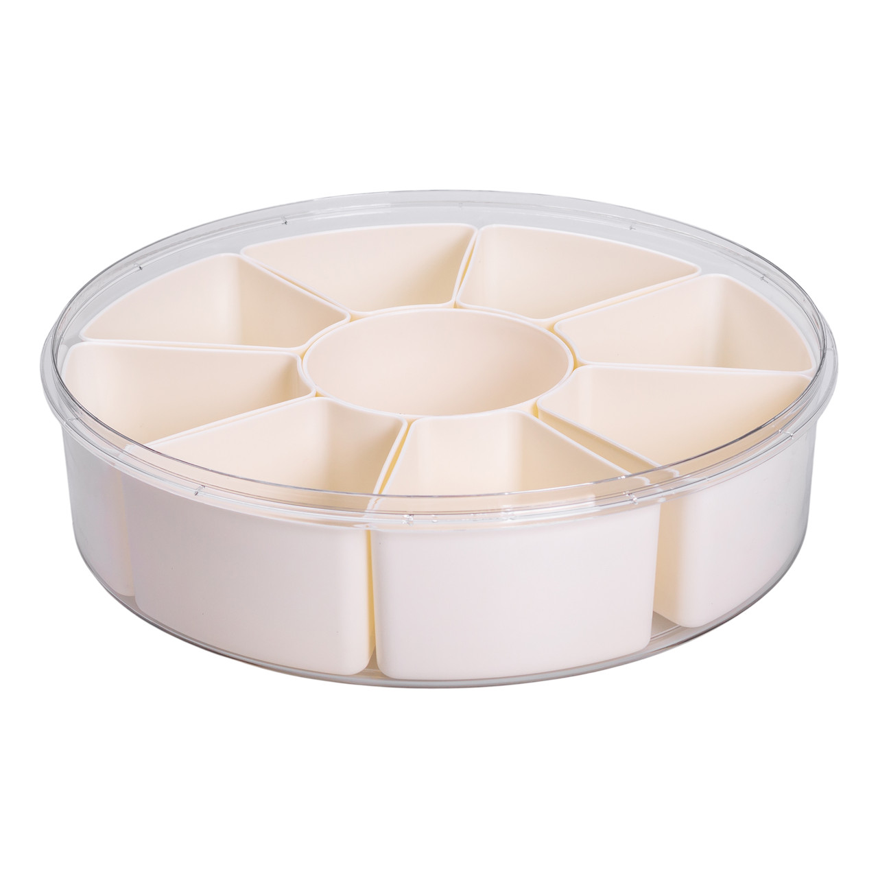 Контейнер для їжі з 9 відсіками пластиковий Ø29 см харчовий контейнер для зберігання їжі 3.5 л Бежевий HP-27-14