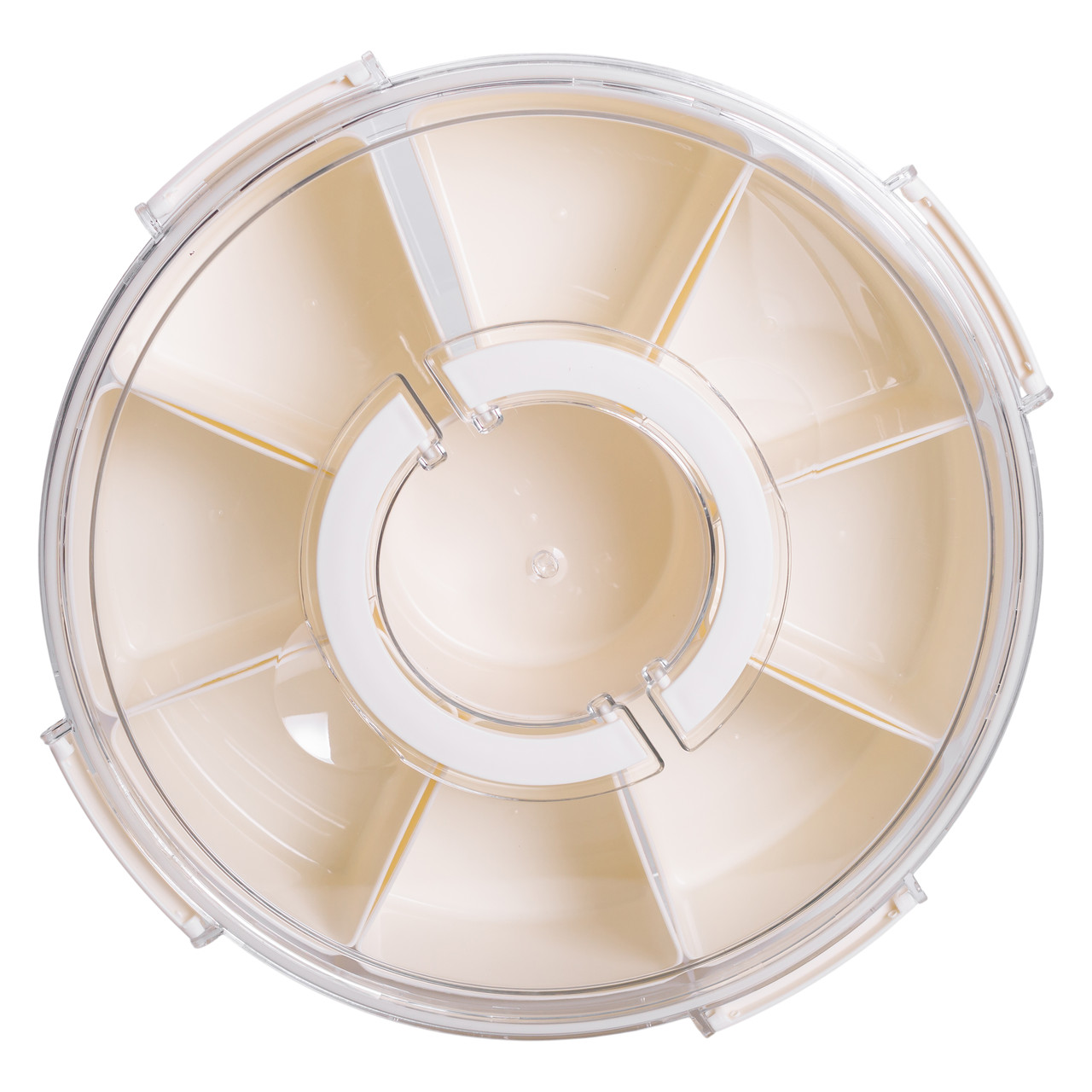 Контейнер для їжі з 9 відсіками пластиковий Ø29 см харчовий контейнер для зберігання їжі 3.5 л Бежевий HP-27-14